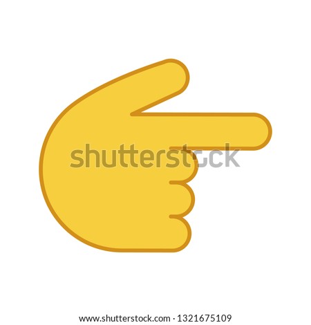 Backhand index pointing right color icon. Turn right finger pointer. Hand gesture emoji. Isolated vector illustration
