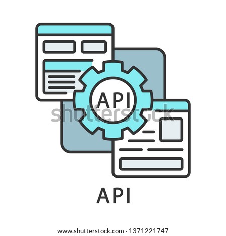 API color icon. Application programming interface. Coding. Software building blocks. Robotic process automation. Isolated vector illustration