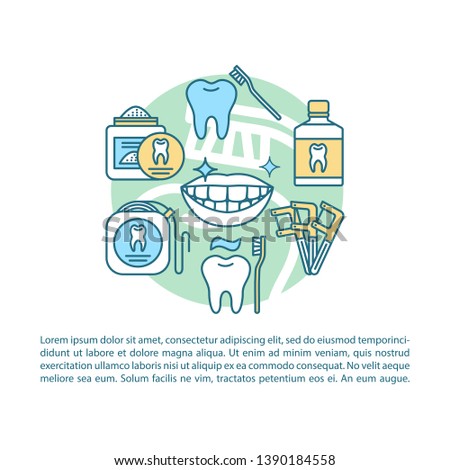 Oral hygiene article page vector template. Tooth decay prevention. Brochure, magazine, booklet design element with linear icons and text boxes. Print design. Concept illustrations with text space