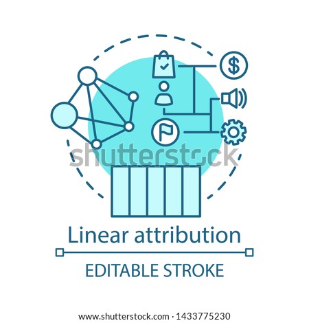 Linear attribution blue concept icon. Multi-touch attribution model idea thin line illustration. Attribution modeling type. Marketing campaign analyze. Vector isolated outline drawing. Editable stroke