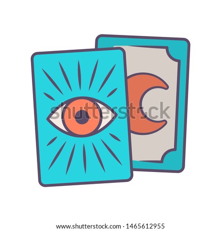 Tarot cards blue color icon. Tarocchi, tarock, oracle playing cards. Fortune telling, divination, cartomancy. Magic and superstition. Occultism, witchcraft magical tool. Isolated vector illustration