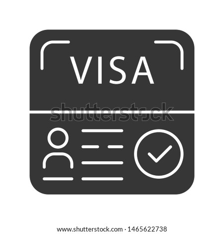 Start up visa glyph icon. Temporary residence permit. Travel document. Immigration. Travel approval. Foreign entrepreneurs visa. Silhouette symbol. Negative space. Vector isolated illustration