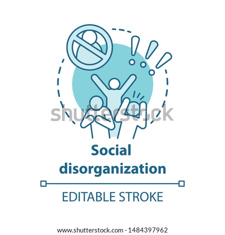 Social disorganization concept icon. Behavioral problems thin line illustration. Crimes against humanity, discrimination. Social conflicts and bullying. Vector isolated outline drawing. Editable stroke