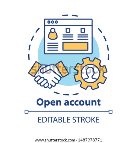 Open bank account concept icon. Savings idea thin line illustration. Striking deal, signing agreement with banking company. Starting partnership. Vector isolated outline drawing. Editable stroke