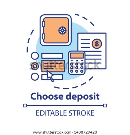 Choose deposit concept icon. Savings idea thin line illustration. Investment contract. Choosing financial plan. Calculating profits, pros and cons. Vector isolated outline drawing. Editable stroke