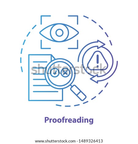 Proofreading blue concept icon. Text editing, correction process idea thin line illustration. Checking grammar, punctuation. Copyediting written work. Vector isolated outline drawing. Editable stroke