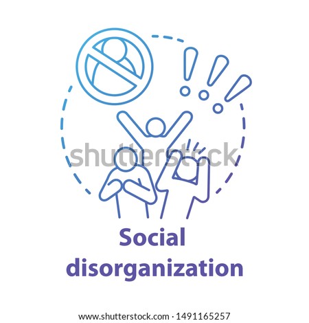 Social disorganization concept icon. Behavioral problems thin line illustration. Crimes against humanity, discrimination. Social conflicts & bullying. Vector isolated outline drawin