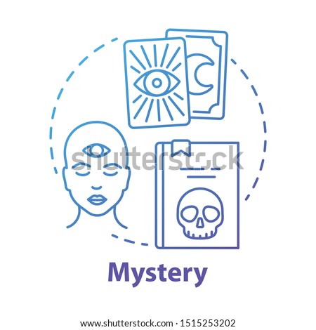 Mystery blue concept icon. Occult books idea thin line illustration. Mysticism, taromancy & esoteric literature. Fortune telling and divination. Vector isolated outline drawing