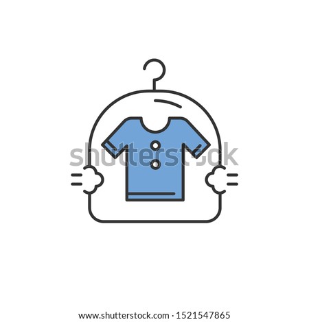 Dry cleaning service color icon. Drycleaning, laundry industry. Dirty clothes washing, textile careful drying, clean clothing package amenity. Isolated vector illustration