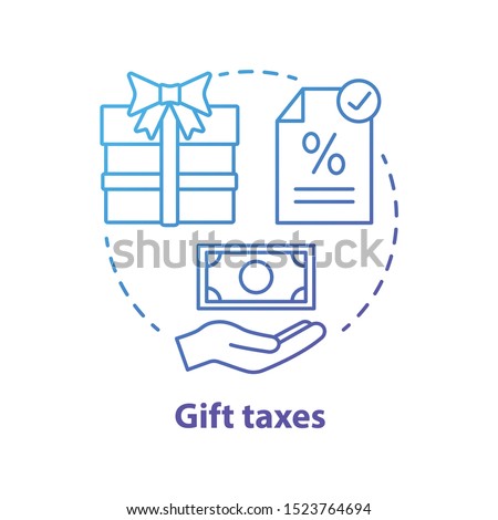 Gift taxes blue concept icon. Products taxation idea thin line illustration. Interest rate on present. Tax on transferring wealth. Paying fee for gift. Vector isolated outline drawing