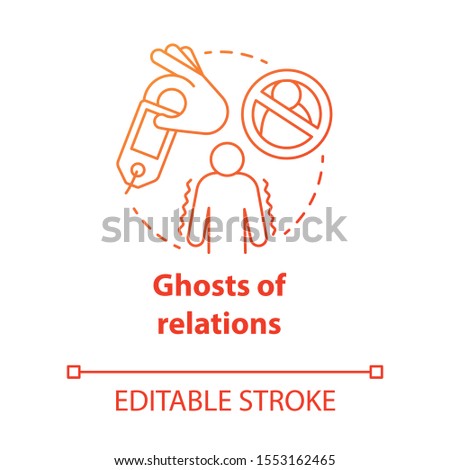 Ghost of relations concept icon. Ghosting. Breaking off relationship. Stopping communication and contact with partner idea thin line illustration. Vector isolated outline drawing. Editable stroke