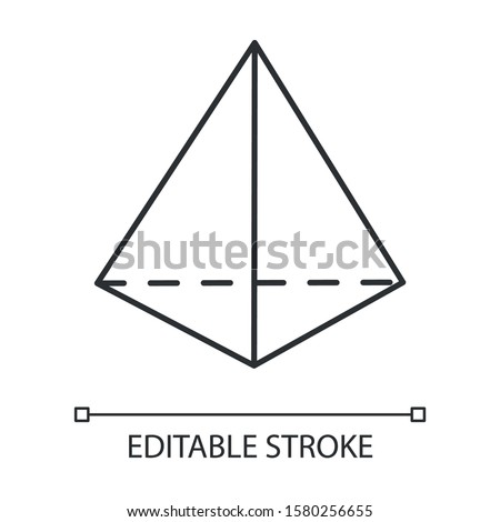 Prism linear icon. Geometric figure. Triangular pyramid. Cut geometry model. Abstract shape. Isometric form. Thin line illustration. Contour symbol. Vector isolated outline drawing. Editable stroke