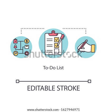 To do list concept icon. Making checklist idea thin line illustration. Time management tool. Daily planning. Task prioritizing and scheduling. Vector isolated outline RGB color drawing Editable stroke