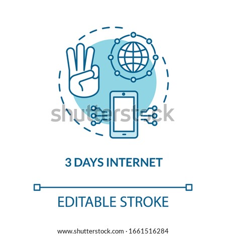 3 days internet turquoise concept icon. International tariff plan. Wifi connection. Online service. Roaming idea thin line illustration. Vector isolated outline RGB color drawing. Editable stroke