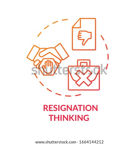 Resignation thinking red concept icon. Leaving job. Corporate conflict. Dismissed from position. Burnout symptom idea thin line illustration. Vector isolated outline RGB color drawing