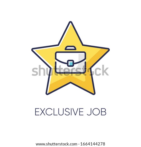 Exclusive job RGB color icon. Limited work offer, special professional occupation. Career opportunity, exceptional company position. Star with briefcase isolated vector illustration