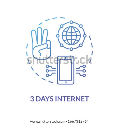 3 days internet blue concept icon. Global tariff plan. Wifi connection. Stay online with mobile phone. Roaming idea thin line illustration. Vector isolated outline RGB color drawing