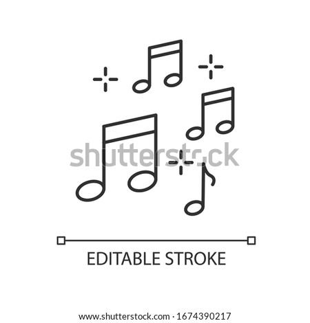 Music quarter notes pixel perfect linear icon. Play melody. Harmonious sound. Musical signature. Thin line customizable illustration. Contour symbol. Vector isolated outline drawing. Editable stroke