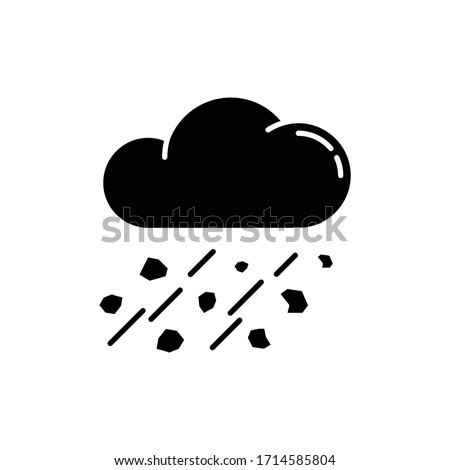 Mixed rain black glyph icon. Hailstorm, meteorology silhouette symbol on white space. Bad weather forecast, strong atmospheric precipitation. Raining cloud with hail vector isolated illustration