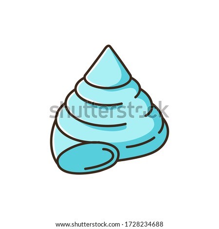 Top shell blue RGB color icon. Exotic snail cockleshell, conchology Cittarium pica. Empty gastropod animal, molluscan conch, sea shell isolated vector illustration