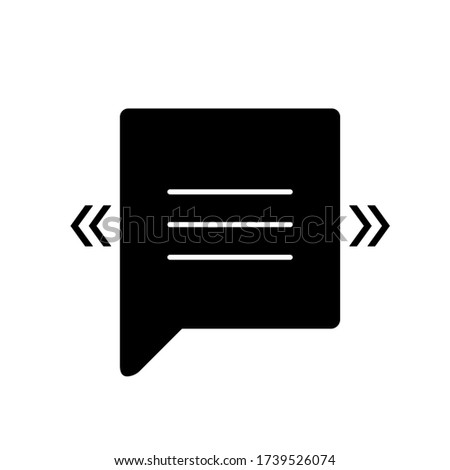 Chat bubble with angle quotes black glyph icon. Empty square box for direct speech. Blank dialogue balloon with quotation marks. Silhouette symbol on white space. Vector isolated illustration