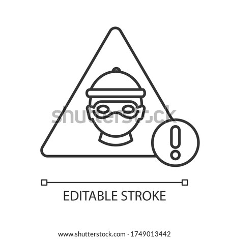 Cyber crime pixel perfect linear icon. Hacker attack. Internet fraud threat. Thin line customizable illustration. Contour symbol. Vector isolated outline drawing. Editable stroke Foto stock © 