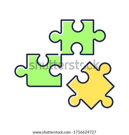 Logic RGB color icon. Formal science, analytical thinking, intellectual entertainment. Scientific discipline. Jigsaw puzzle pieces Isolated vector illustration