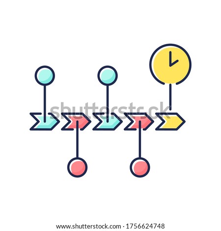 Chronology RGB color icon. Scientific field of study, history research, school subject. Events order, roadmap presentation. Timeline Isolated vector illustration