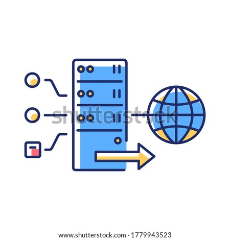 Forward proxy RGB color icon. Internet accessibility and firewall bypassing. Cyber security. VPS for user anonymity and protection. Isolated vector illustration