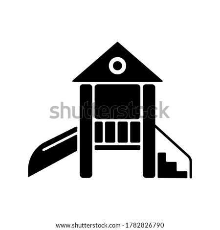 Children play area glyph icon. Playground slide. Child outdoor entertainment equipment. Park zone for kids. Silhouette symbol on white space. Vector isolated illustration