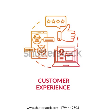 Customer experience red gradient concept icon. Positive rating for company services. User review. Client feedback idea thin line illustration. Vector isolated outline RGB color drawing