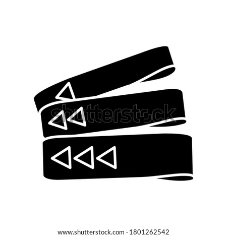 Resistance bands black glyph icon. Home gym equipment for fitness exercise silhouette symbol on white space. Sport gear for resistance training. Sportive elastic bands vector isolated illustration