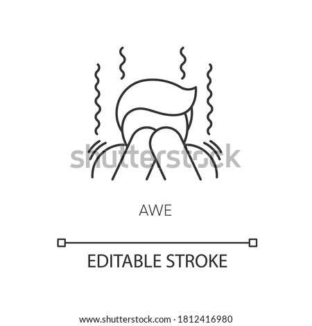 Awe pixel perfect linear icon. Human feeling, emotional reaction. Thin line customizable illustration. Contour symbol. Trembling, shocked person vector isolated outline drawing. Editable stroke