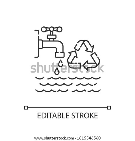 Reducing water use linear icon. Zero waste advice, resources economy. Responsible consumption thin line customizable illustration. Contour symbol. Vector isolated outline drawing. Editable stroke