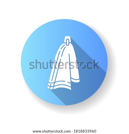 Cloth napkin blue flat design long shadow glyph icon. Responsible consumption, zero waste lifestyle. Anticonsumerism. Clean reusable kitchen or bath towel silhouette RGB color illustration