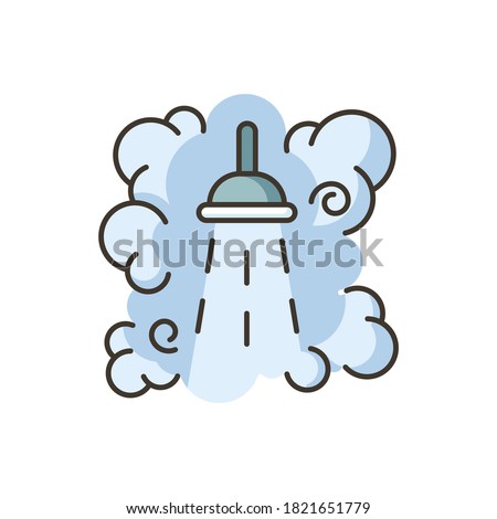 Steam shower RGB color icon. Body care, personal hygiene. Household amenity. Washing under hot or cold running water. Shower head nozzle isolated vector illustration