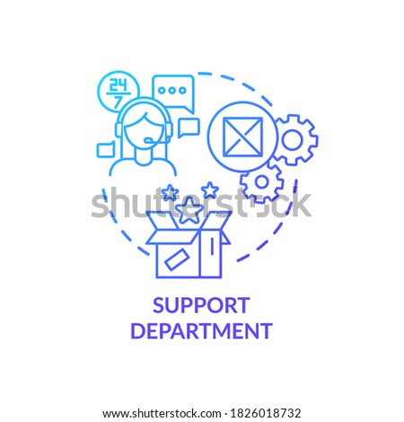 Support department blue gradient concept icon. Tech help for customers. Helpline for consumers. Product management idea thin line illustration. Vector isolated outline RGB color drawing