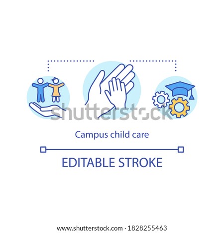 Campus child care concept icon. Daycare for young student parent. Childcare service. College life idea thin line illustration. Vector isolated outline RGB color drawing. Editable stroke