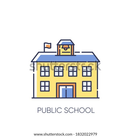 Public school RGB color icon. Educational institution funded by government. Free academic learning. State school, community college isolated vector illustration