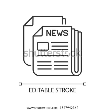 Newspaper linear icon. Mass media, postal service, journalism thin line customizable illustration. Daily paper delivery. Contour symbol. Vector isolated outline drawing. Editable stroke