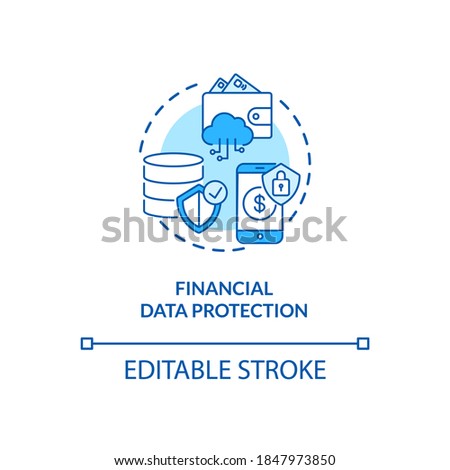 Financial data protection concept icon. Ideas to protect valuable data. Biometrics usage ideas idea thin line illustration. Vector isolated outline RGB color drawing. Editable stroke