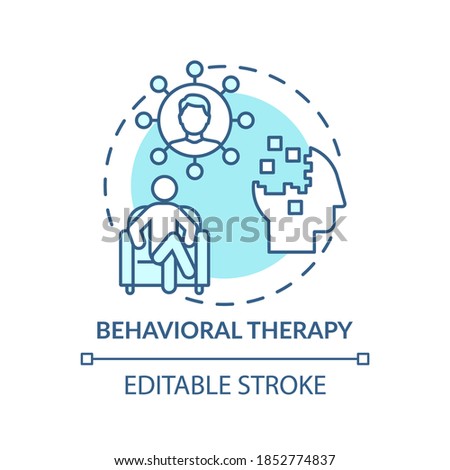 Behavioral therapy concept icon. Mental health disorders treatment idea thin line illustration. Clinical psychotherapy. Cognitive psychology. Vector isolated outline RGB color drawing. Editable stroke