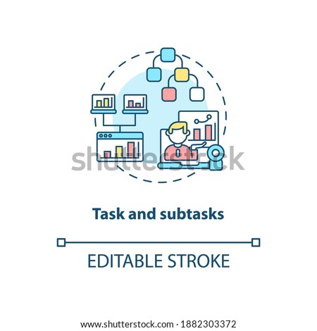Task and subtasks concept icon. Software structure idea thin line illustration. Optimized planning. Project activities. Task management. Vector isolated outline RGB color drawing. Editable stroke