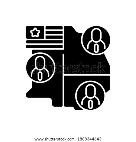 Electoral college black glyph icon. Presidential electors. Official votes for president and vice president. General election. Silhouette symbol on white space. Vector isolated illustration