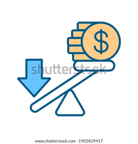 Avoid financial leverage RGB color icon. Stock market risk. Business asset. Trading disadvantage. Finance debt. Economy and banking. Decrease in earnings. Isolated vector illustration Stock foto © 