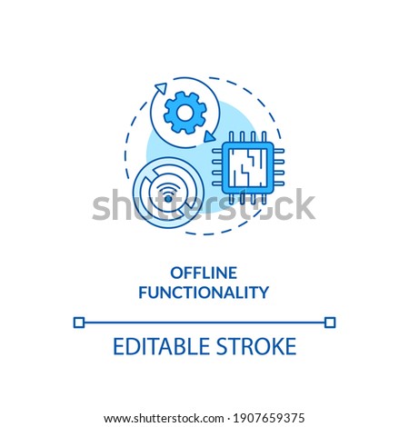 Offline functionality concept icon. SaaS argument idea thin line illustration. Offline mode. Sync data between multiple devices. Vector isolated outline RGB color drawing. Editable stroke