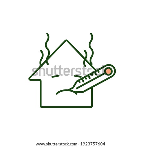 Sick building syndrome RGB color icon. Chemical radiation, dangerous materials for home. Illness symptoms. Unhealthy environment. Infection in house. SBS metaphor. Isolated vector illustration