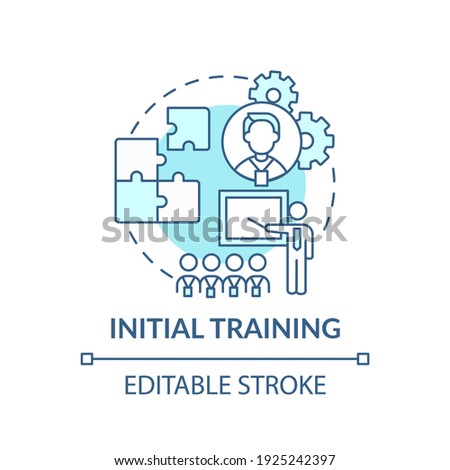 Materials of corporate mission concept icon. Theory and practice. Initial training in company idea thin line illustration. Vector isolated outline RGB color drawing. Editable stroke