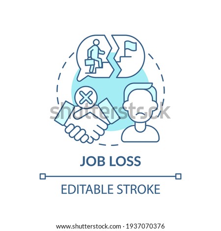 Job loss concept icon. Rise in unemployment rate idea thin line illustration. Influence covid-19 restrictions. Lockdowns. Vector isolated outline RGB color drawing. Editable stroke