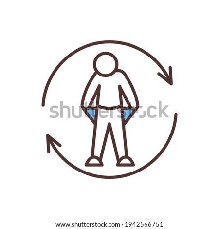 Permanent income loss RGB color icon. Profit making absence. Bankruptcy process. Inability debts paying. Bad financial decisions. Spending more money than earning. Isolated vector illustration